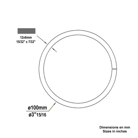 Cercle fer forg 100mm 12x6mm FE1901 Cercle En acier ferm FE1901
