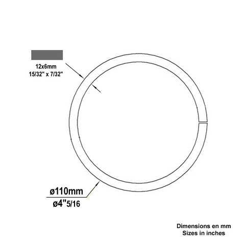 Cercle fer forg 110mm 12x6mm FE1902 Cercle En acier ferm FE1902