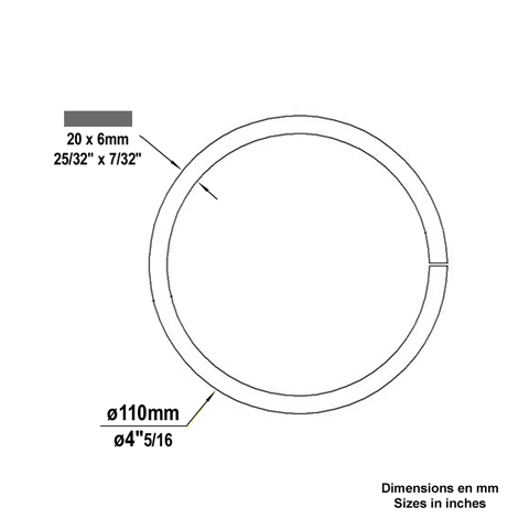 Cercle fer forg 110mm 20x6mm FE1914 Cercle En acier ferm FE1914
