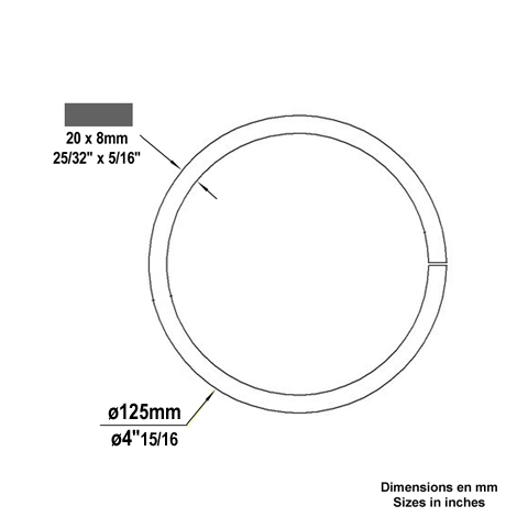 Cercle fer forg 125mm 20x8mm FE1920 Cercle En acier ferm FE1920