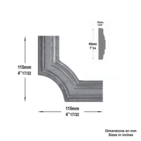 Cadre moul 300x218mm en profil de 45x10mm pour soubassement de portillon